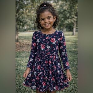 Nautica Navy and Pink Floral Kids Dress
